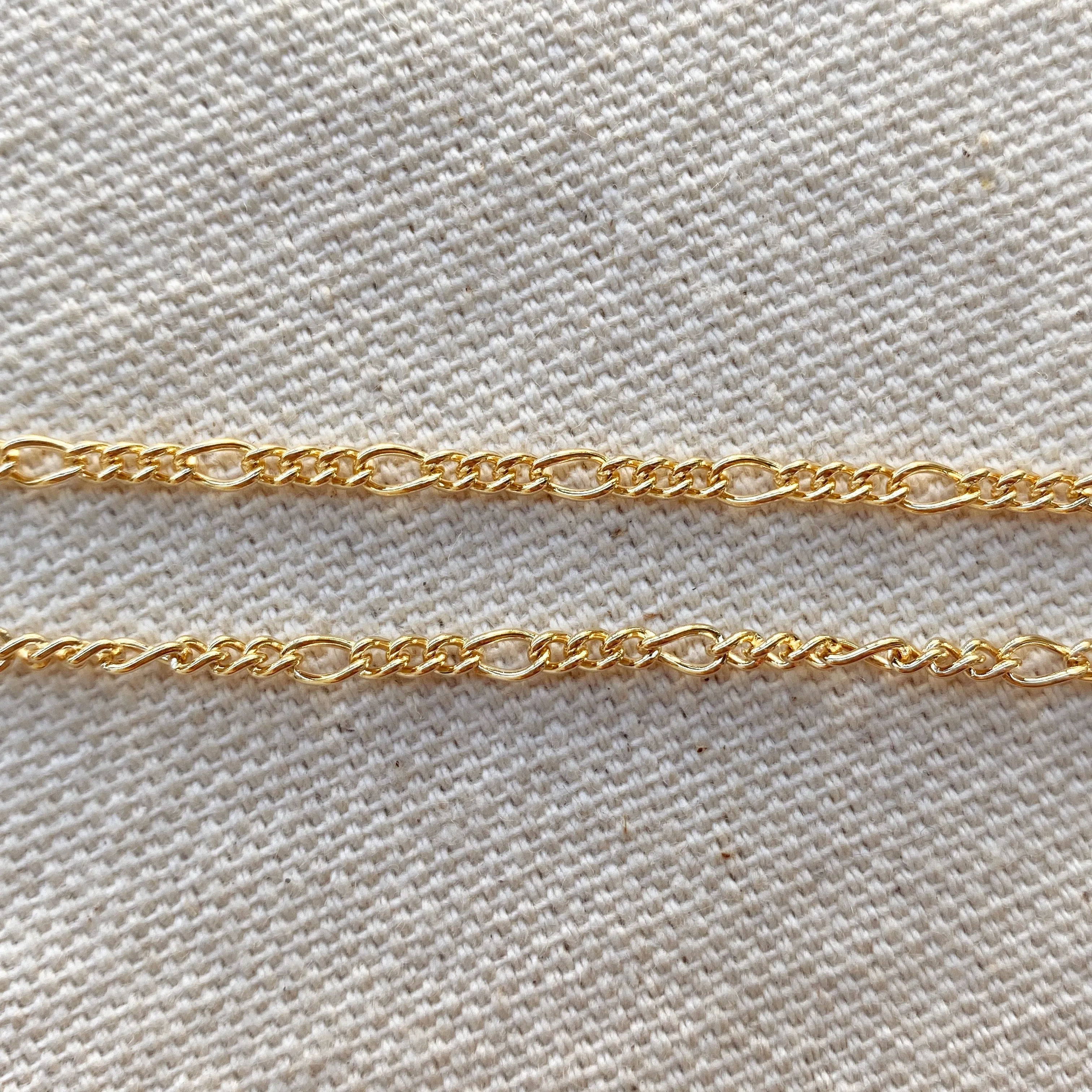 18k Gold Filled 2mm Rounded 3x1 Figaro Anklet