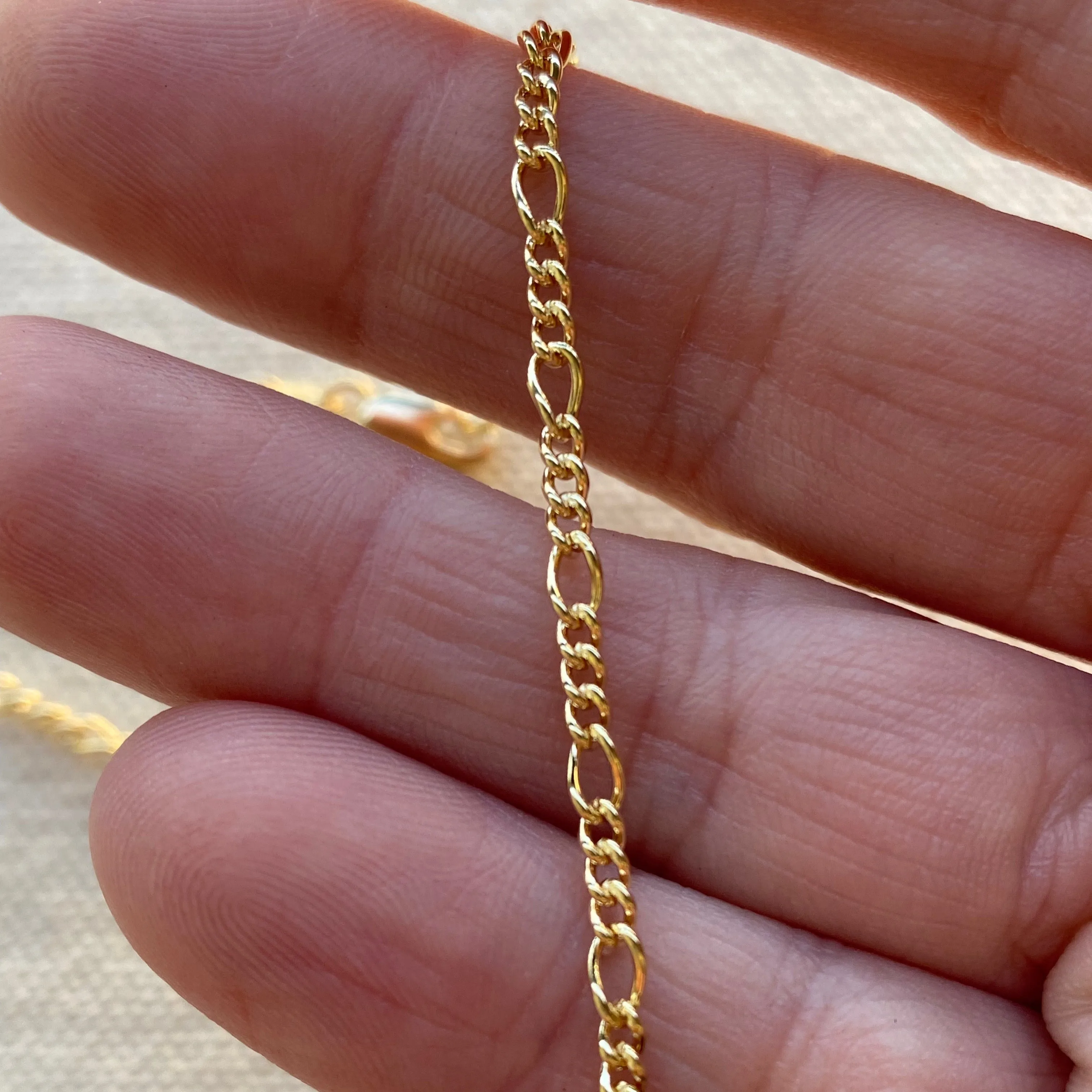 18k Gold Filled 2mm Rounded 3x1 Figaro Anklet