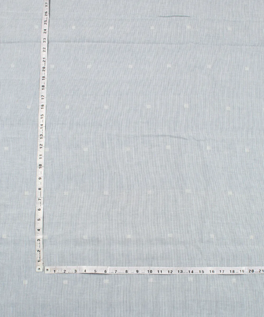 1m Blue white stripe handwoven cotton jamdani fabric