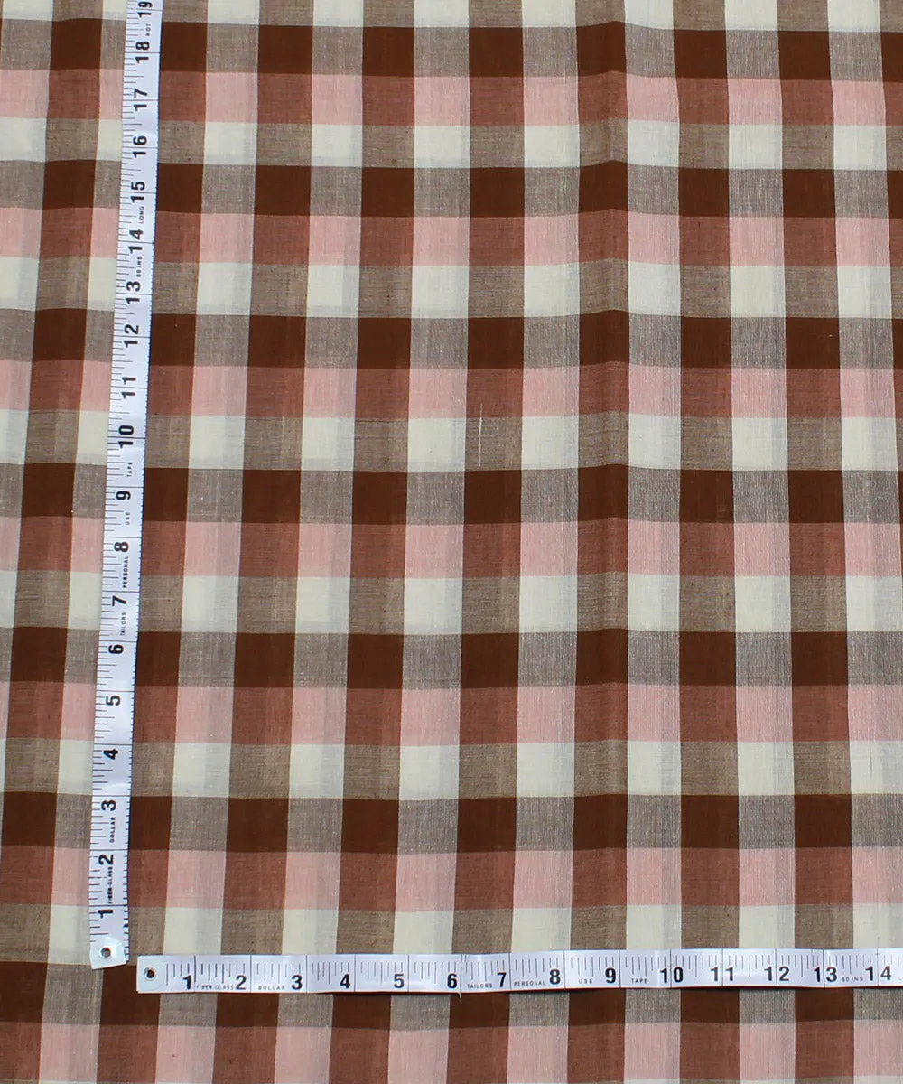 1m Brown handwoven cotton checks fabric