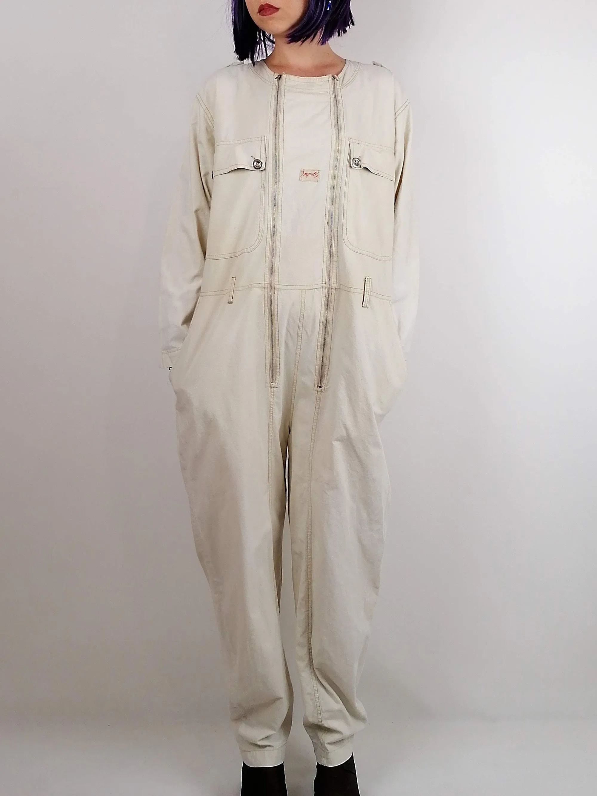 90's IMPULS H&M Beige Cream Jumpsuit - size M / 38