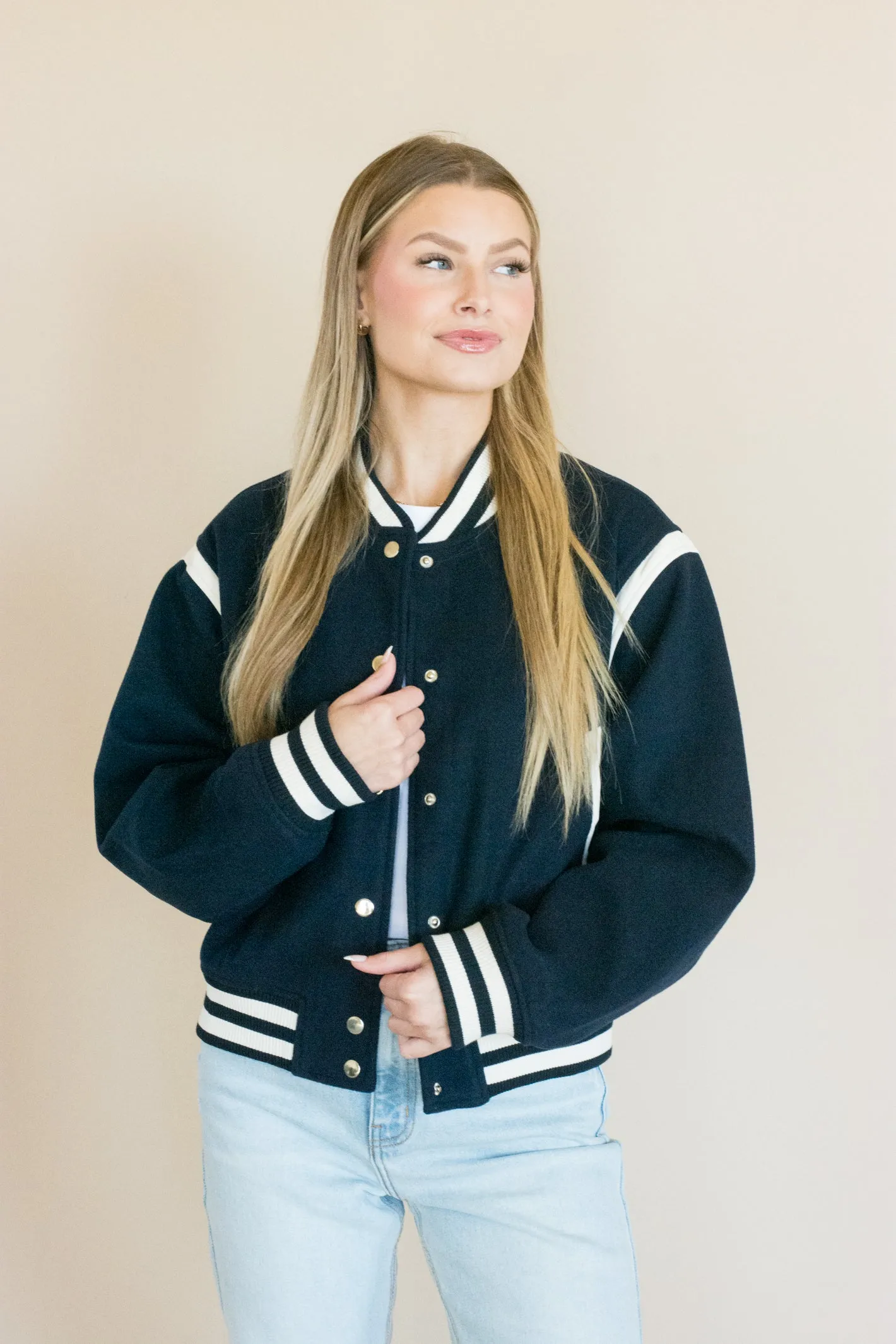 A Piece of You Navy Varsity Jacket