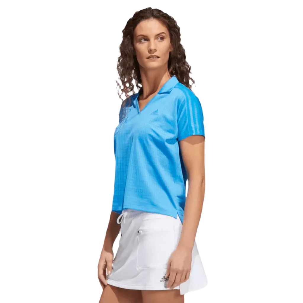 Adidas Ladies 3-Stripes Polo Shirt- Blue