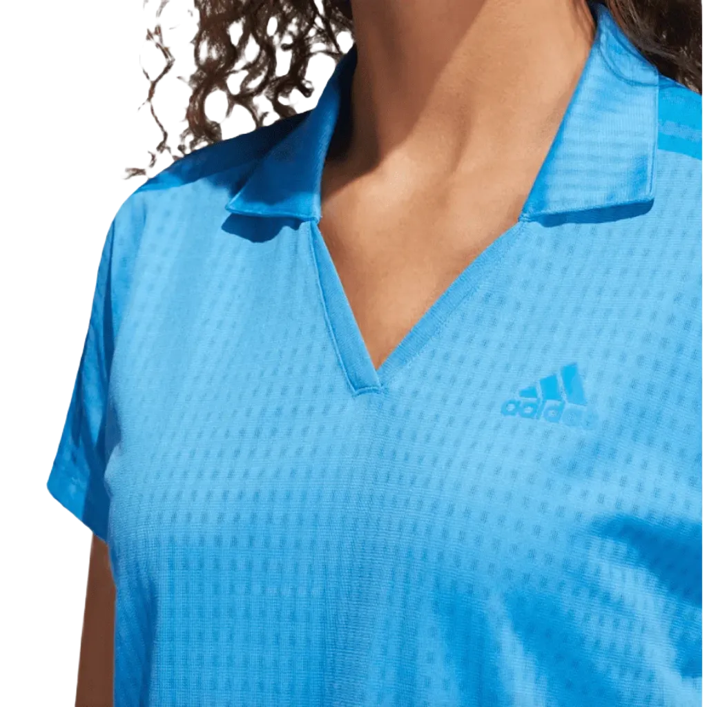 Adidas Ladies 3-Stripes Polo Shirt- Blue