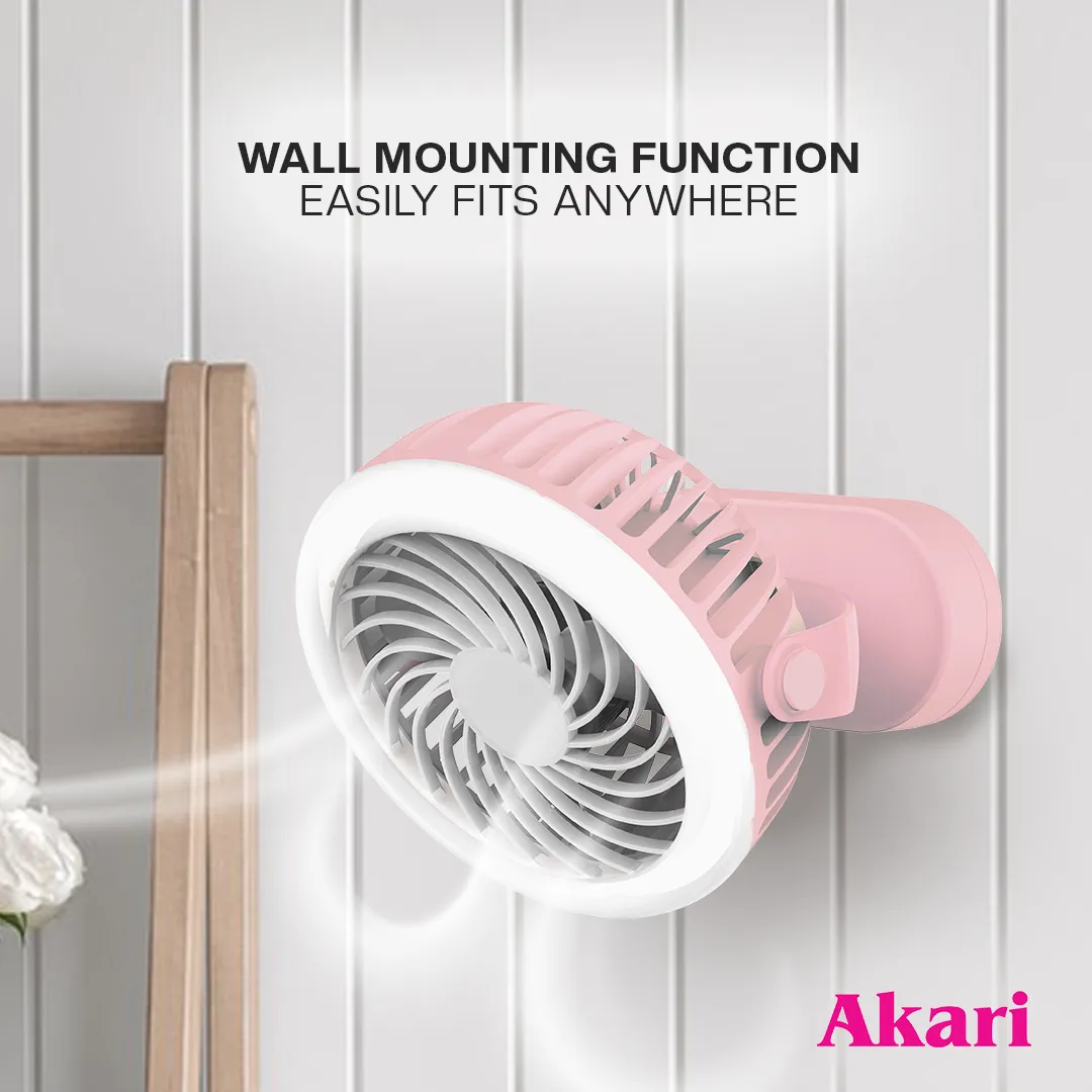 Akari B1T1 :  5 Rechargeable Fan w/ Ring Light (AJF-5024)