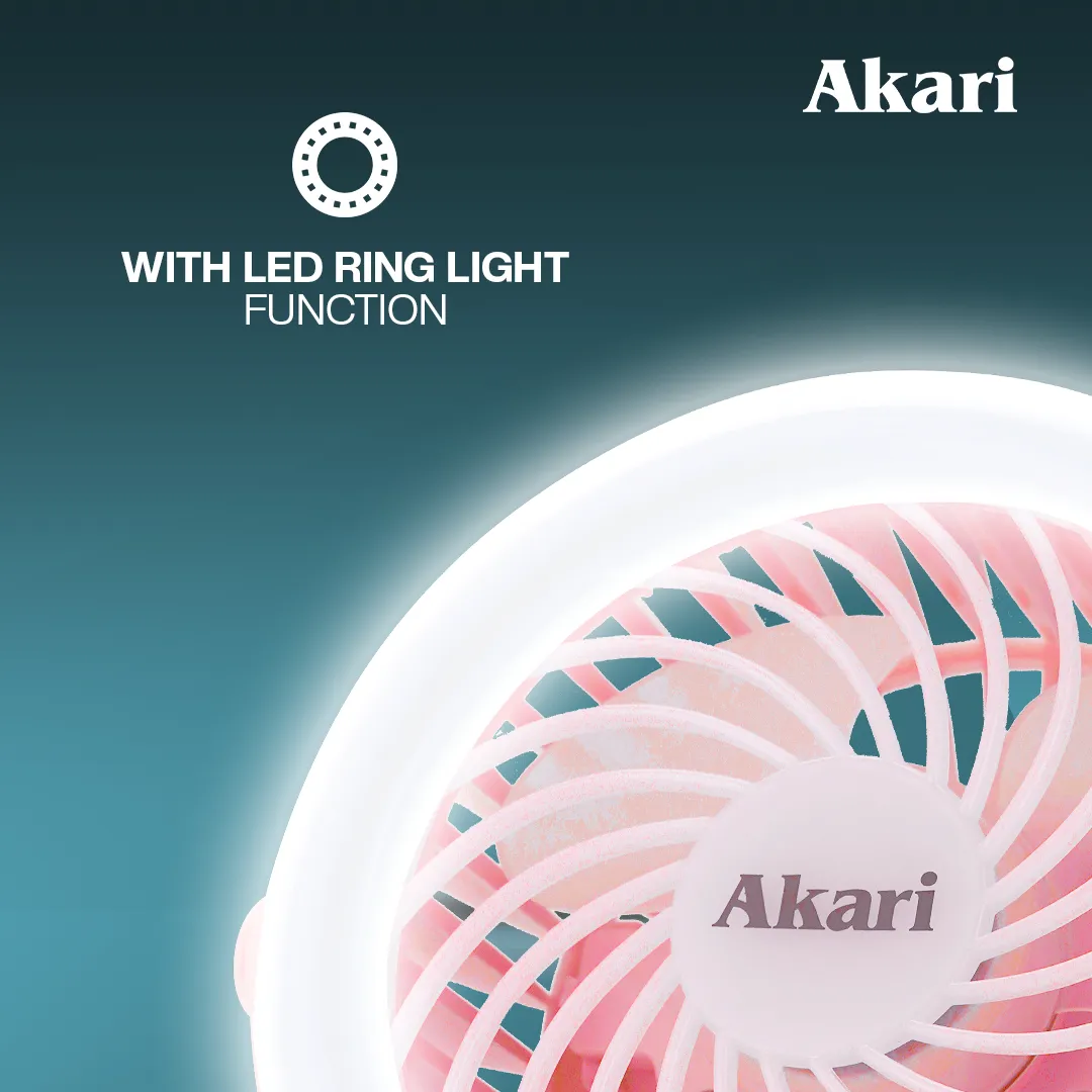 Akari B1T1 :  5 Rechargeable Fan w/ Ring Light (AJF-5024)