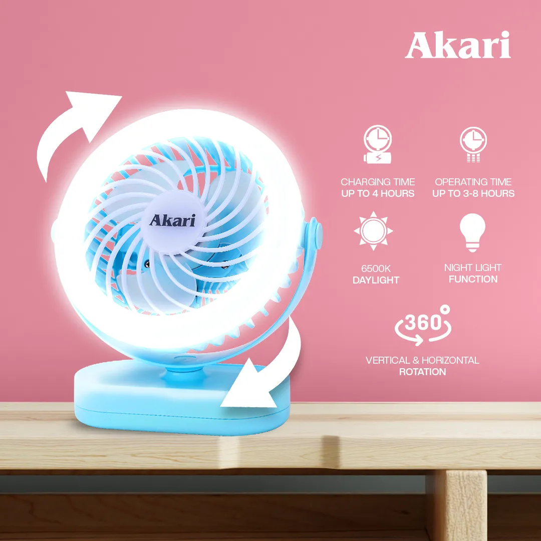 Akari B1T1 :  5 Rechargeable Fan w/ Ring Light (AJF-5024)