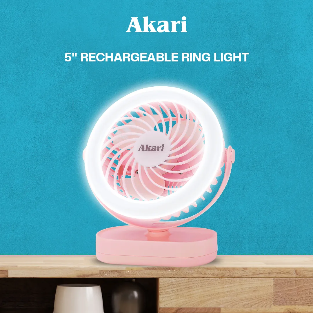 Akari B1T1 :  5 Rechargeable Fan w/ Ring Light (AJF-5024)