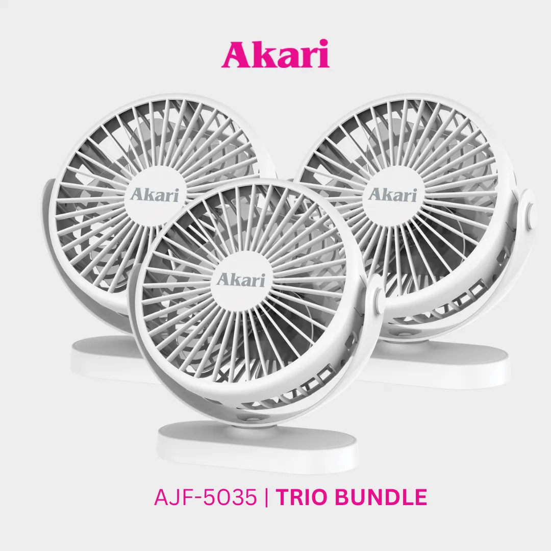 Akari Trio Bundle -  5 Rechargeable Compact Fan (AJF-5035)