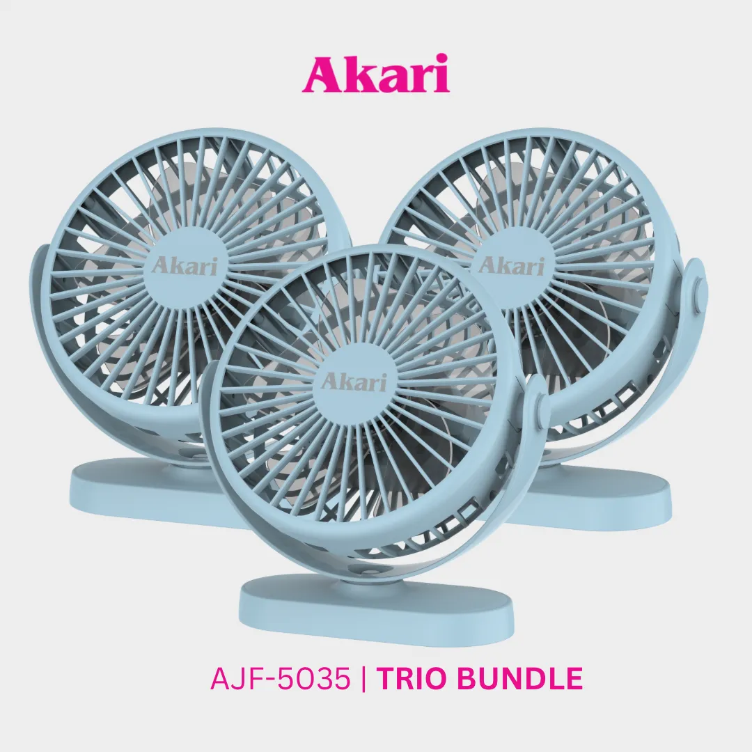 Akari Trio Bundle -  5 Rechargeable Compact Fan (AJF-5035)