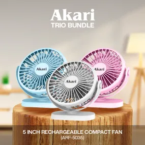 Akari Trio Bundle -  5 Rechargeable Compact Fan (AJF-5035)