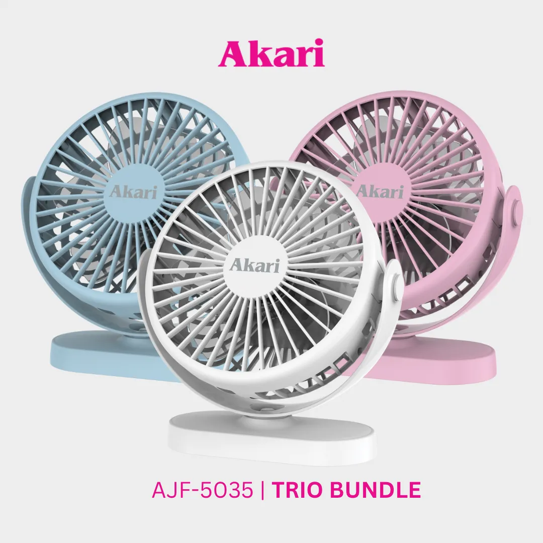 Akari Trio Bundle -  5 Rechargeable Compact Fan (AJF-5035)