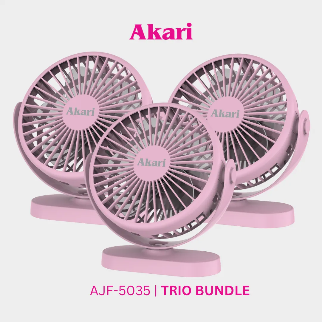 Akari Trio Bundle -  5 Rechargeable Compact Fan (AJF-5035)