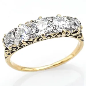 Antique 14K Yellow Gold Old Euro Diamond Band Ring