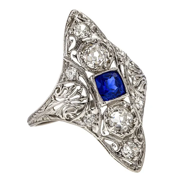 Art Deco Sapphire & Diamond Dinner Ring