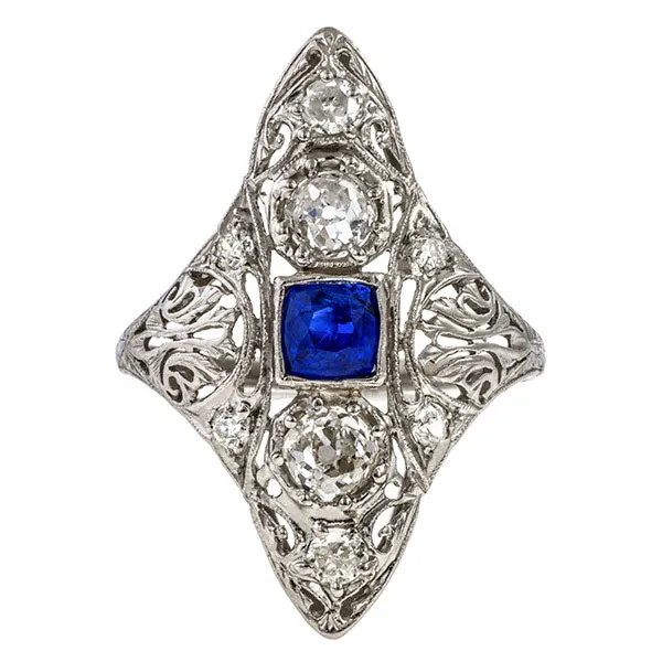 Art Deco Sapphire & Diamond Dinner Ring