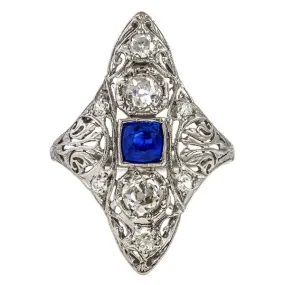 Art Deco Sapphire & Diamond Dinner Ring