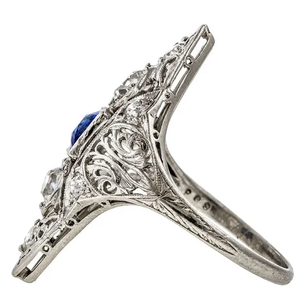 Art Deco Sapphire & Diamond Dinner Ring