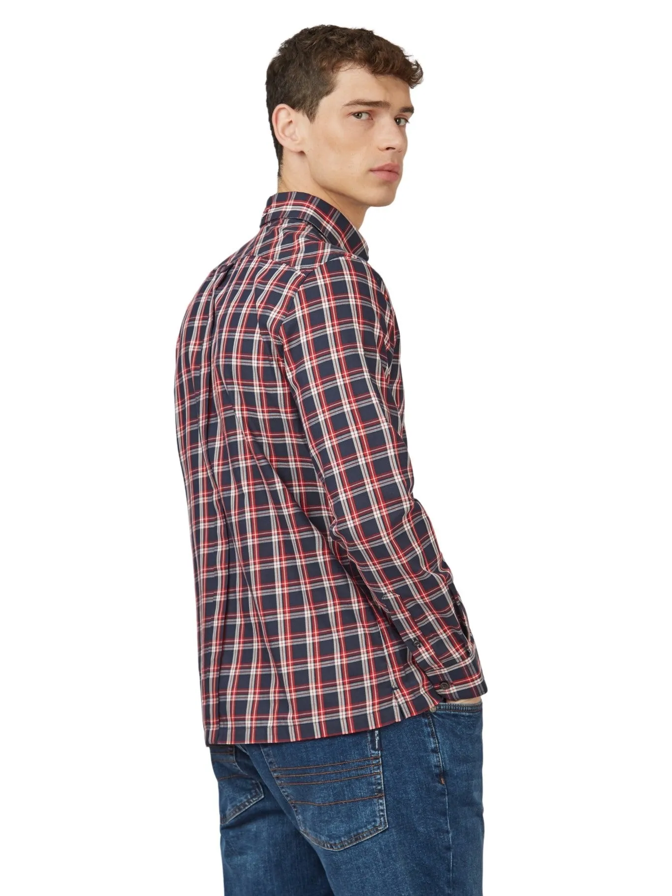 Ben Sherman Mens Grid Check Shirt Iconic 3 Finger Collar