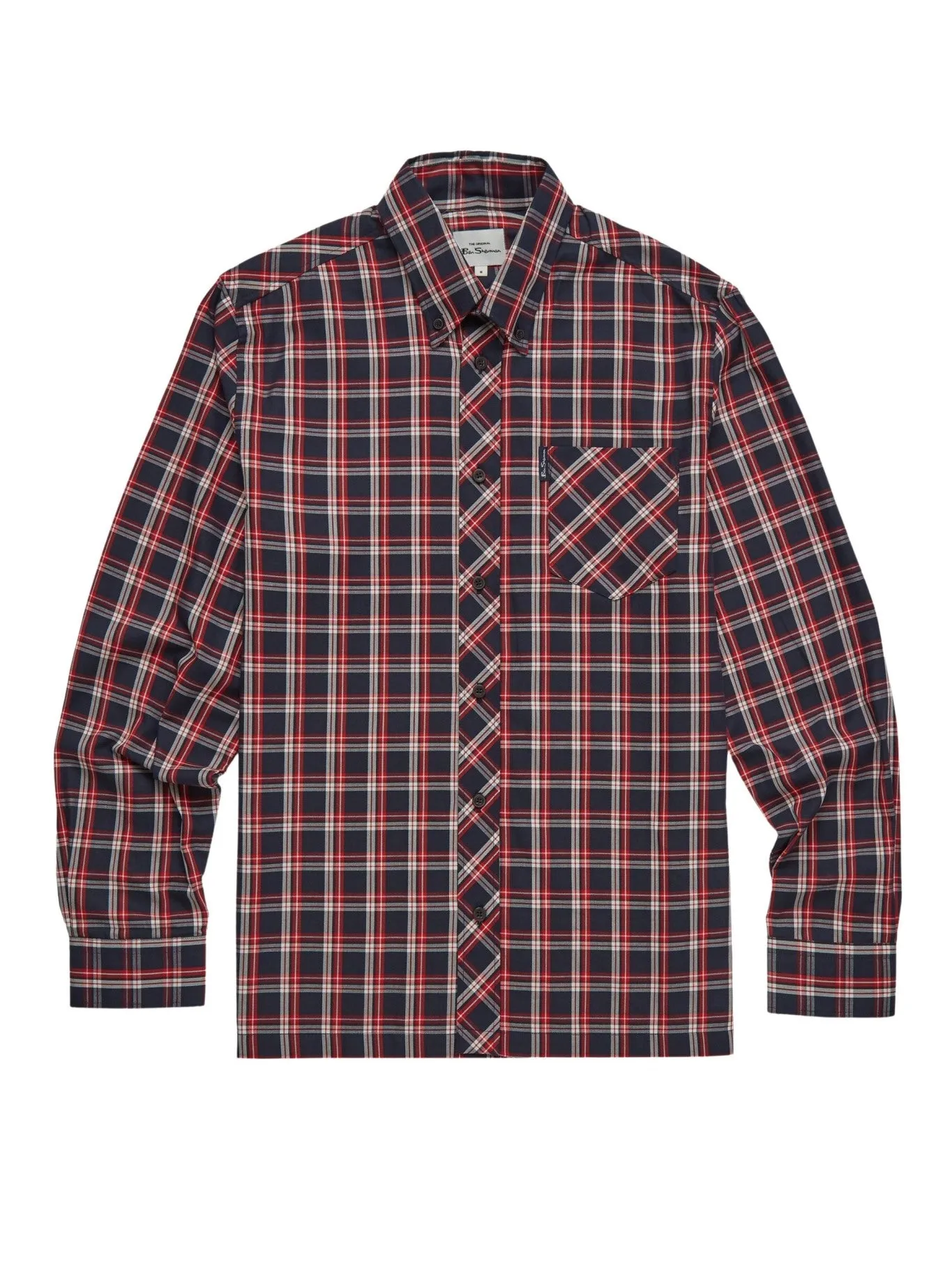 Ben Sherman Mens Grid Check Shirt Iconic 3 Finger Collar