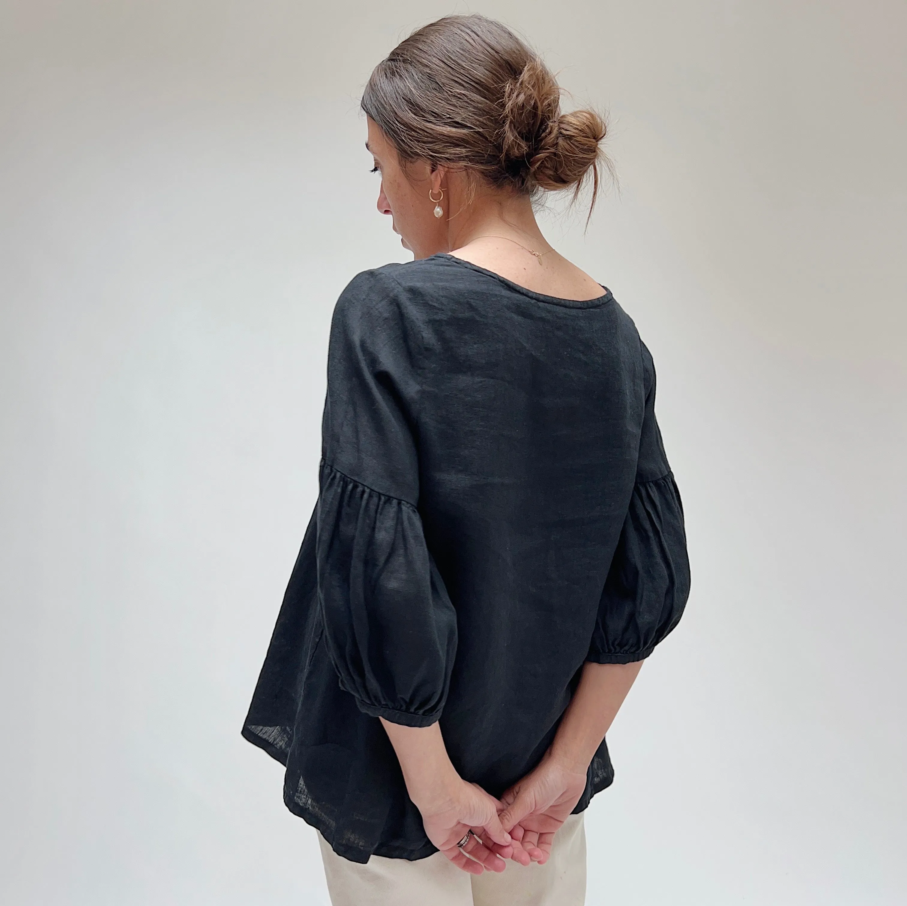 Bryn Walker | Linen Lantern Shirt in Black