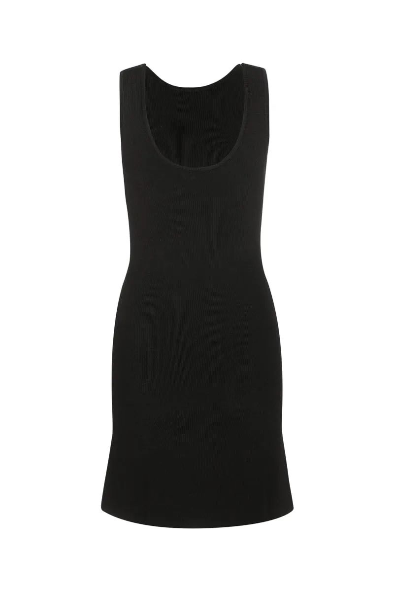 CHARLOTTE SLIT KNIT MINI DRESS-BLACK