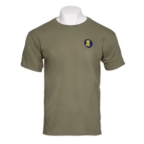 Cotton Olive T-Shirt - 77 Bde Badge Embroidered on Left Chest