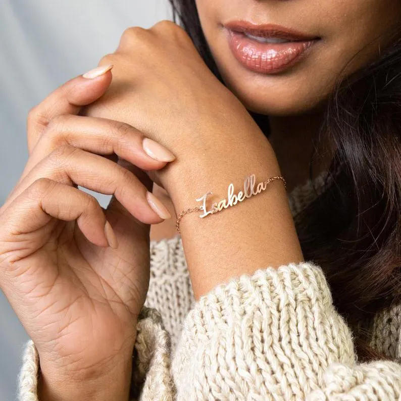 Custom Name Bracelet in Rose Gold, Gold & Sterling Silver  Dainty Initials Bracelet  Bridesmaids Gifts