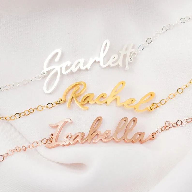 Custom Name Bracelet in Rose Gold, Gold & Sterling Silver  Dainty Initials Bracelet  Bridesmaids Gifts