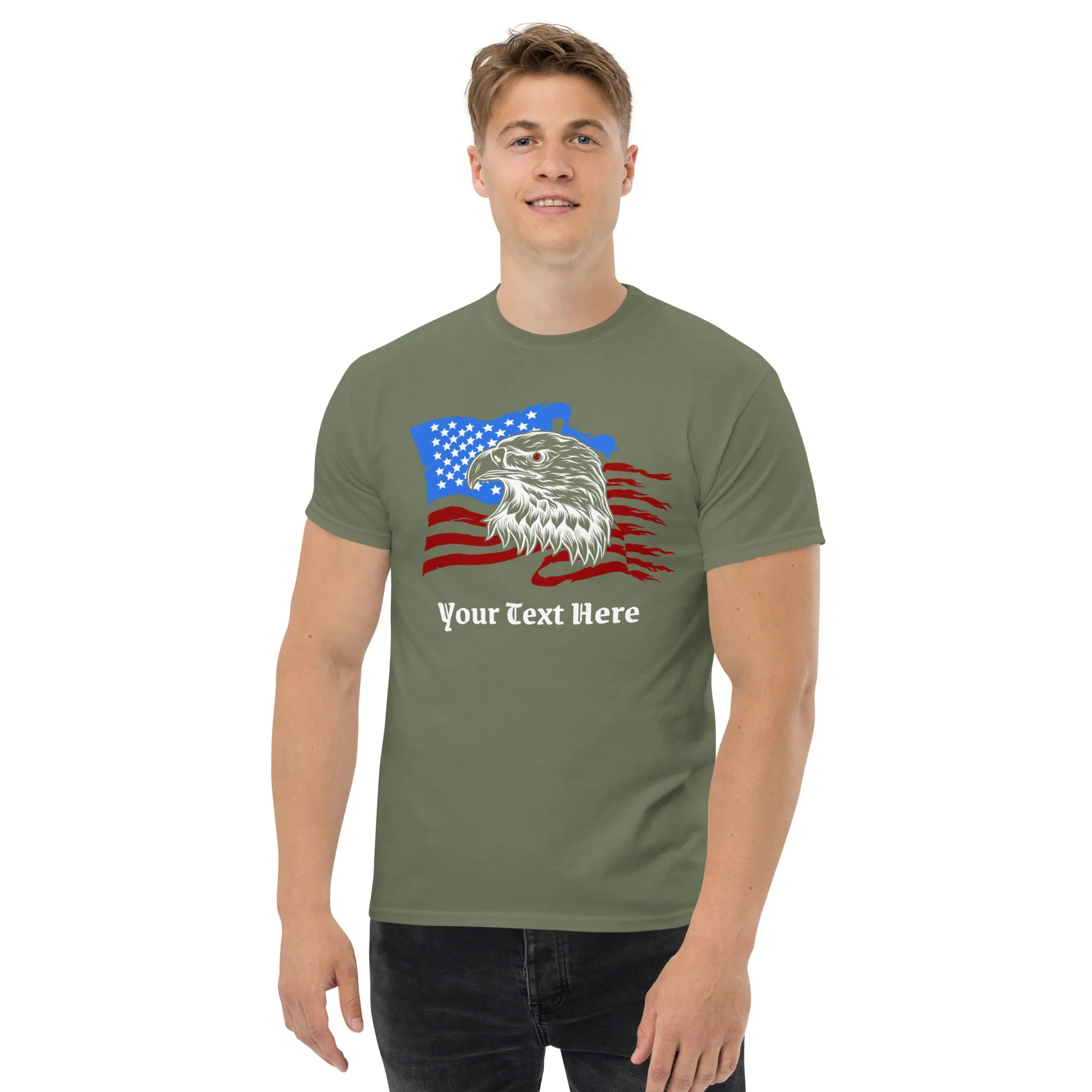 Customizable Tshirt With American Eagle Flag