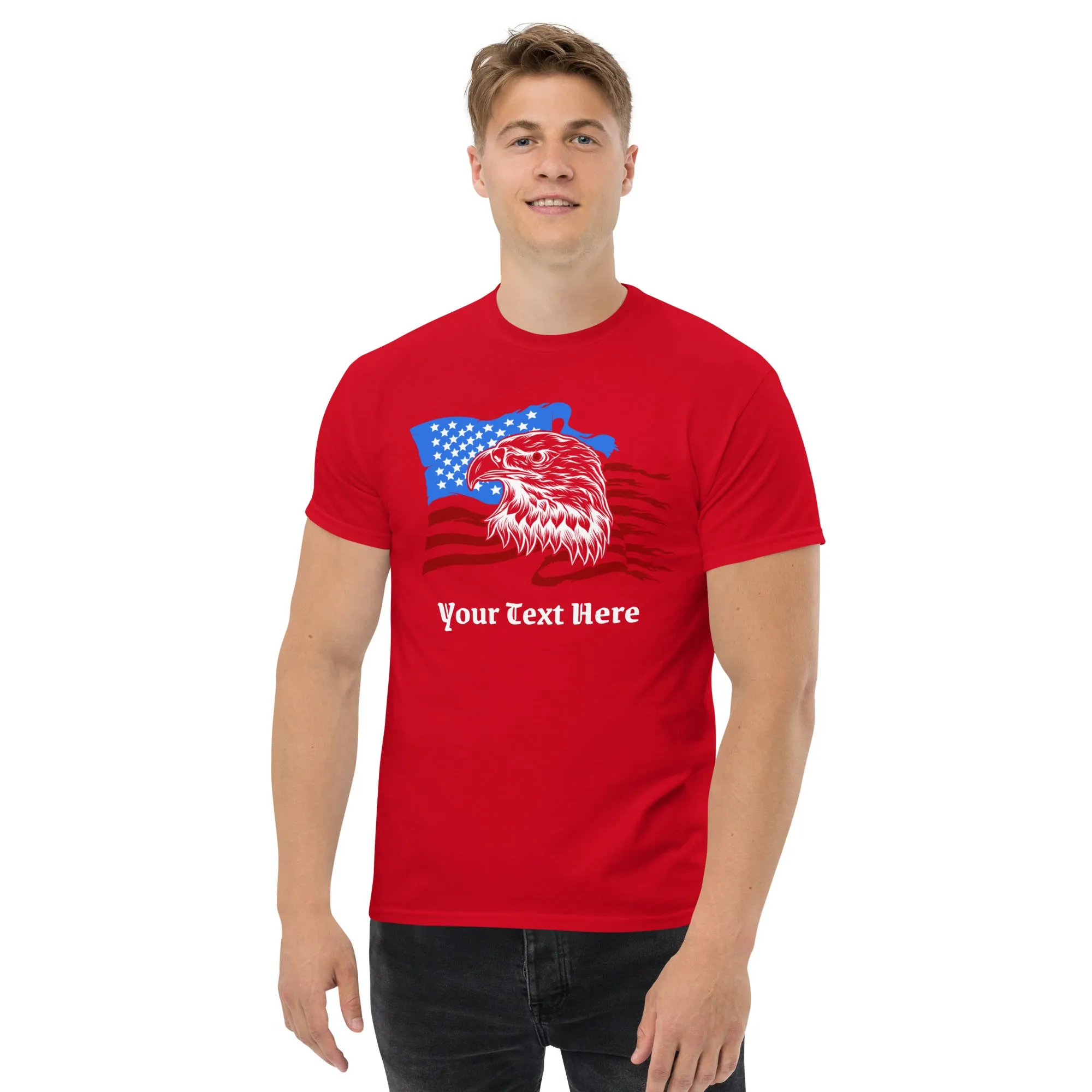 Customizable Tshirt With American Eagle Flag