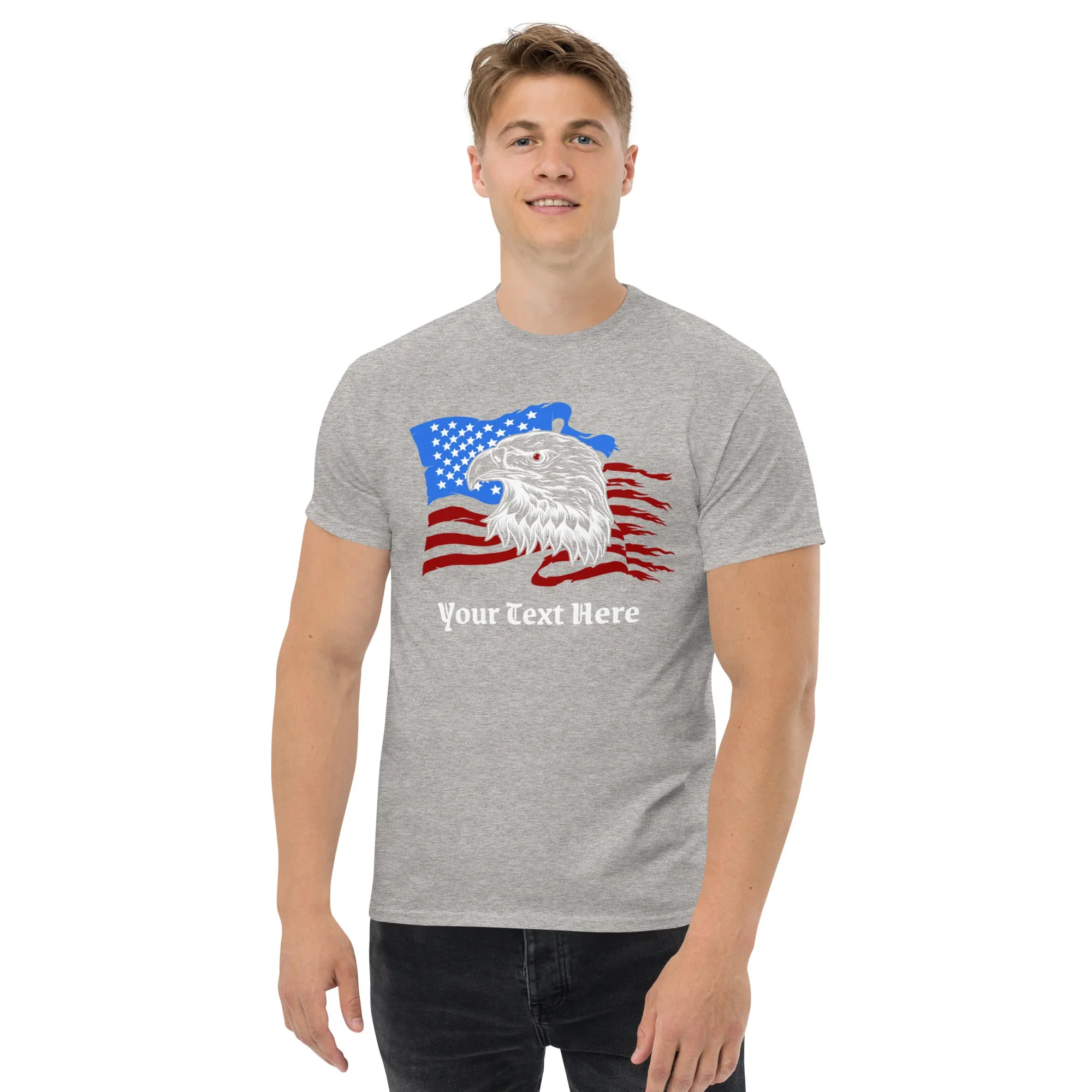 Customizable Tshirt With American Eagle Flag