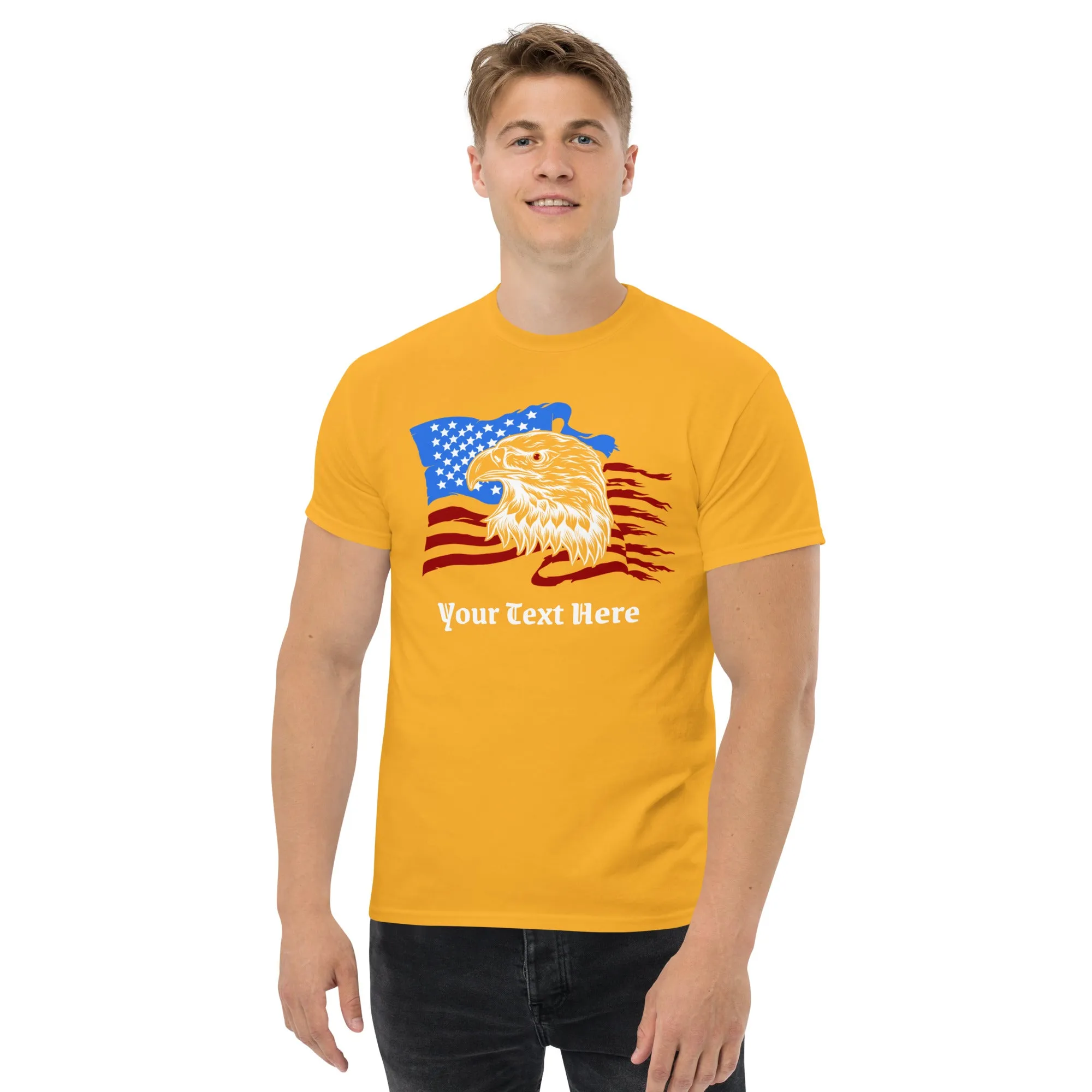 Customizable Tshirt With American Eagle Flag