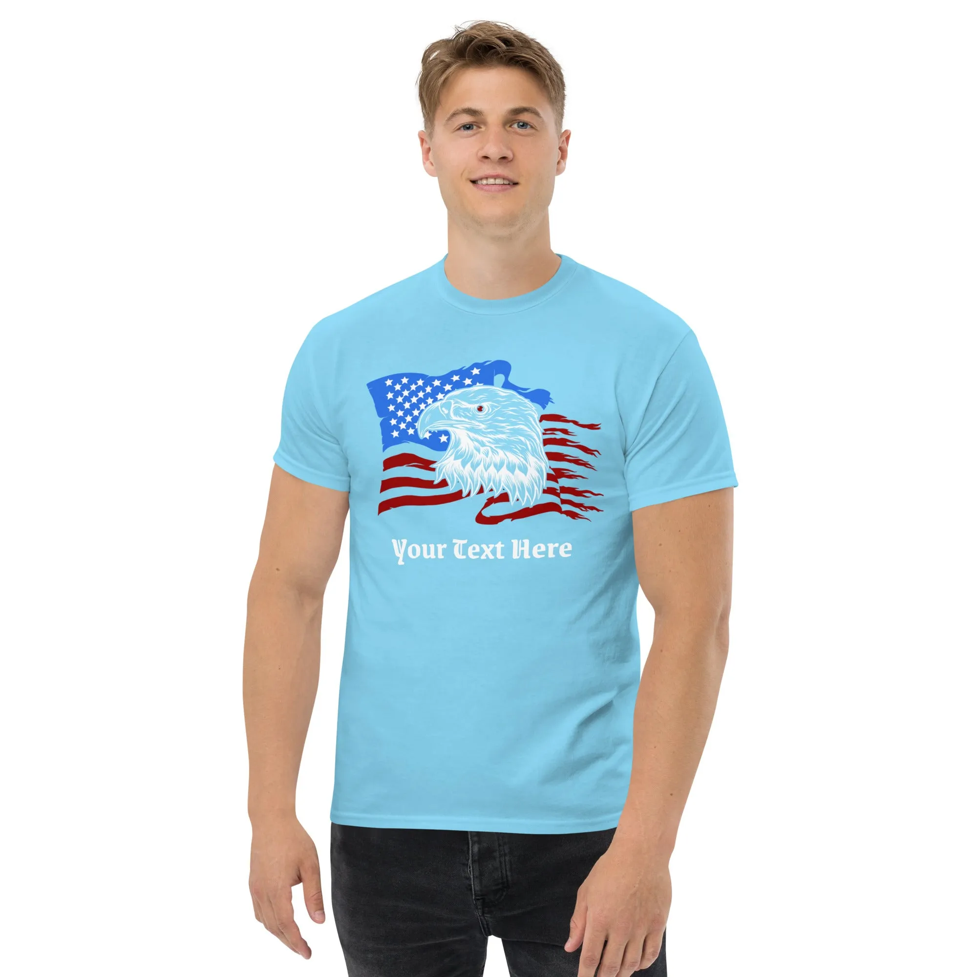 Customizable Tshirt With American Eagle Flag