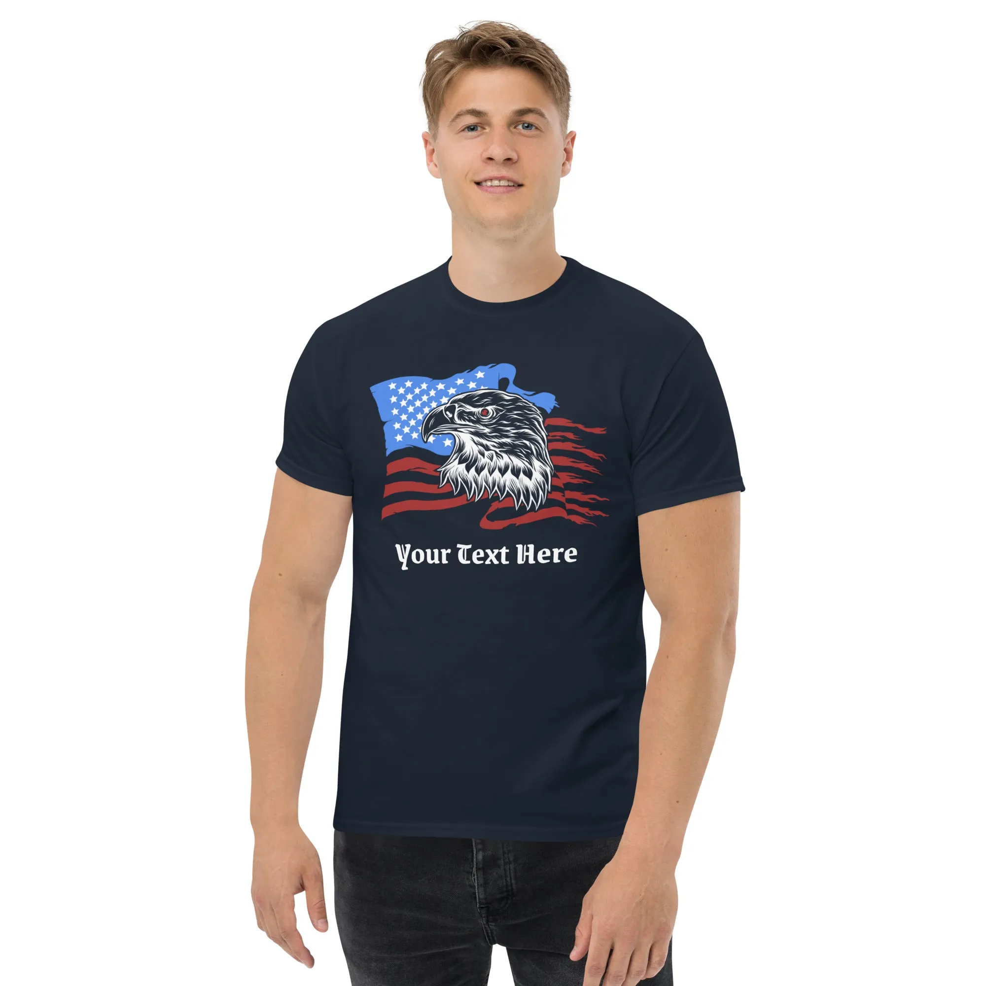 Customizable Tshirt With American Eagle Flag