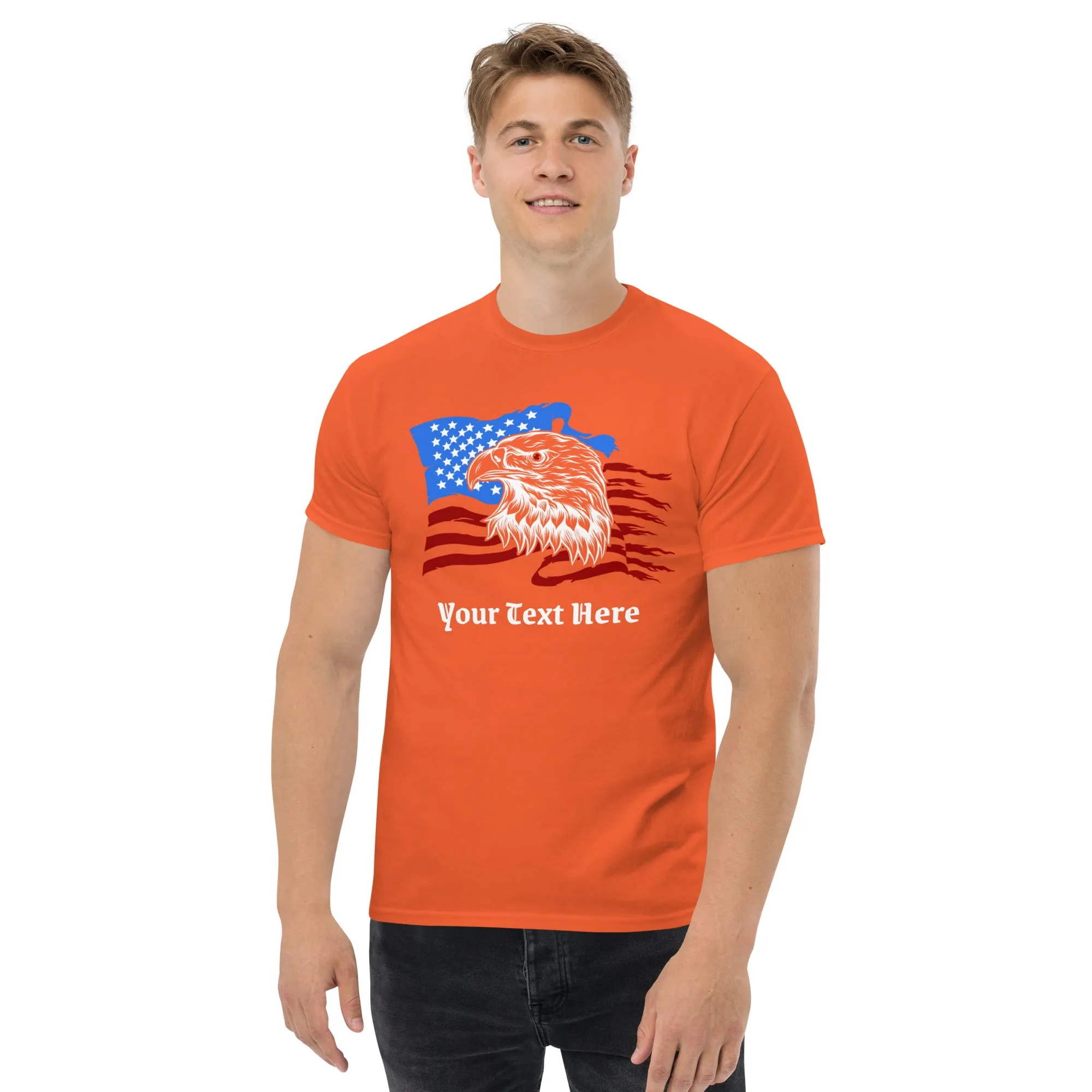 Customizable Tshirt With American Eagle Flag