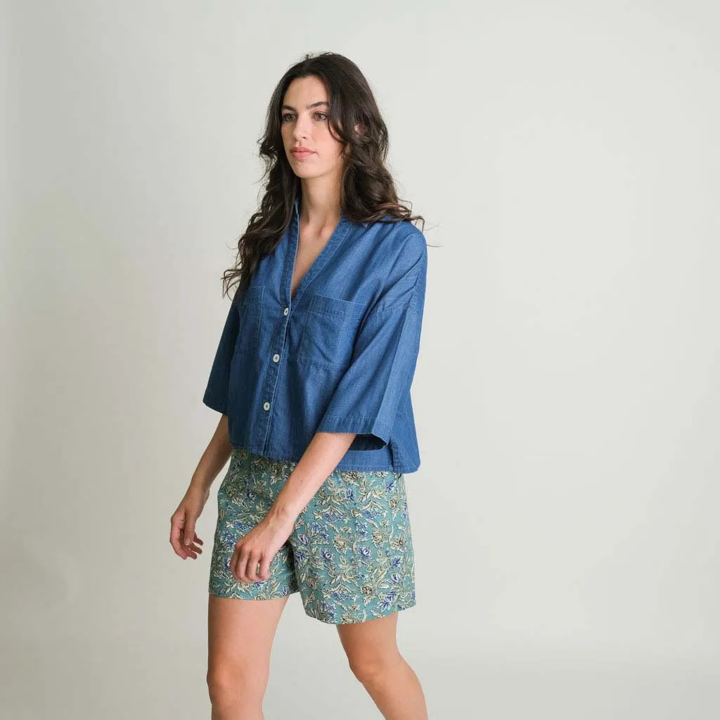 Daria Textured Cotton Pull On Shorts | Floral Print