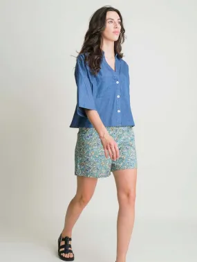 Daria Textured Cotton Pull On Shorts | Floral Print