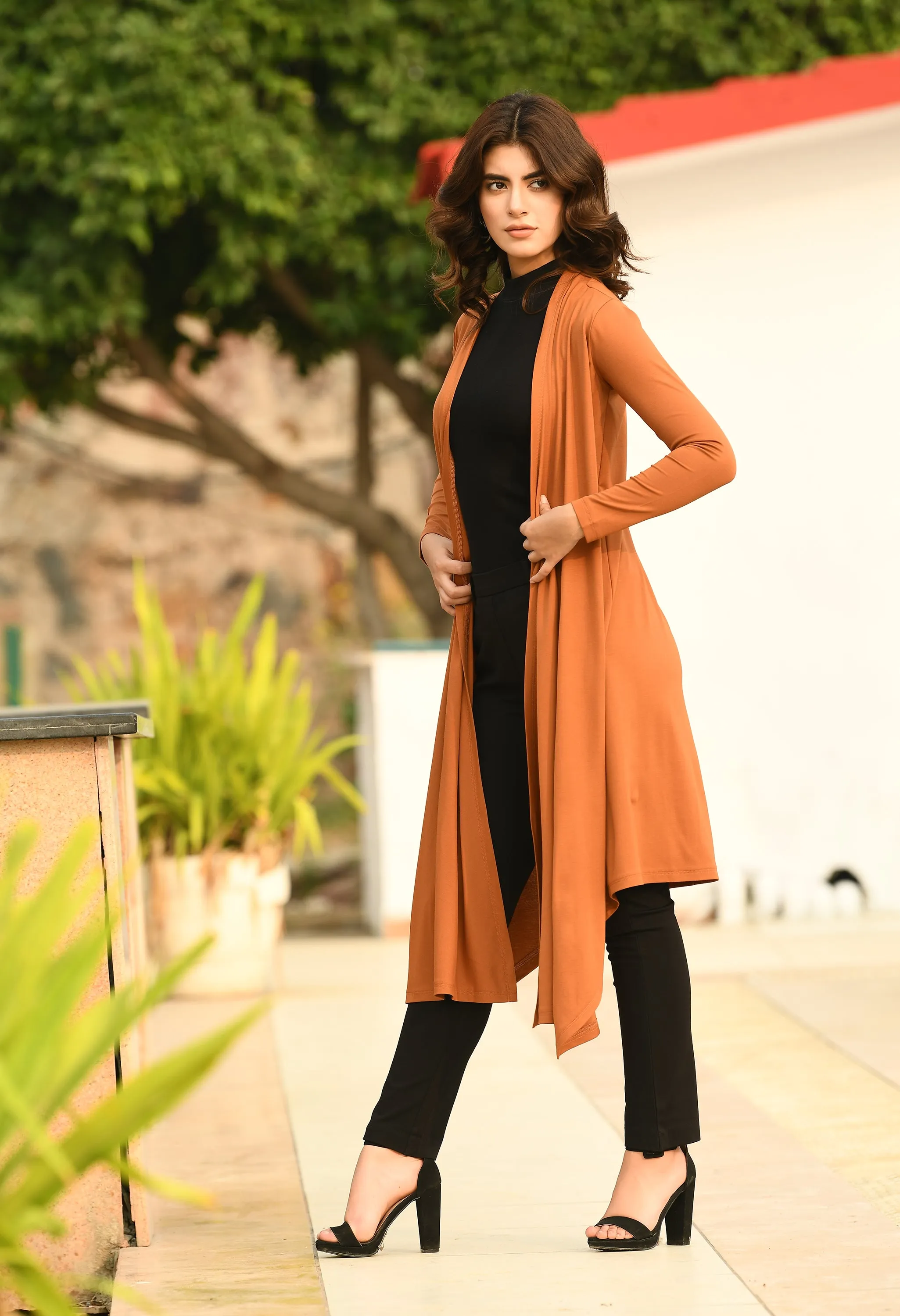 Exude Supreme Longline Shrug (Tan Brown)