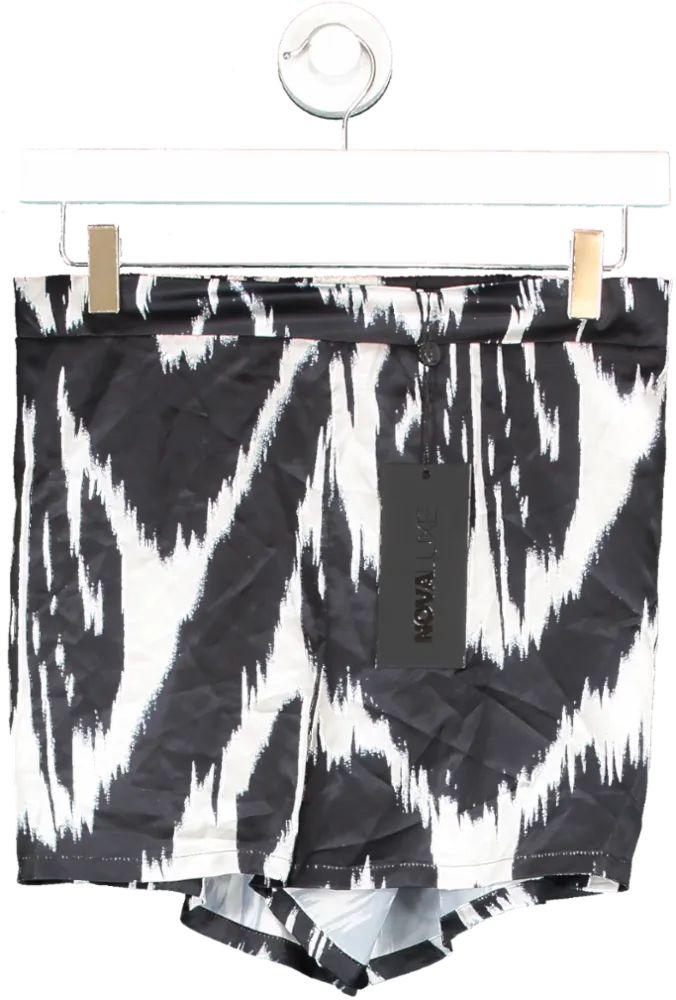 Fashion Nova Black Joyce Satin Short - Black/white UK XS