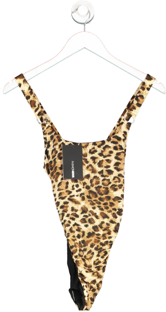 Fashion Nova Brown Heat Wave Swimsuit - Leopard Print UK M