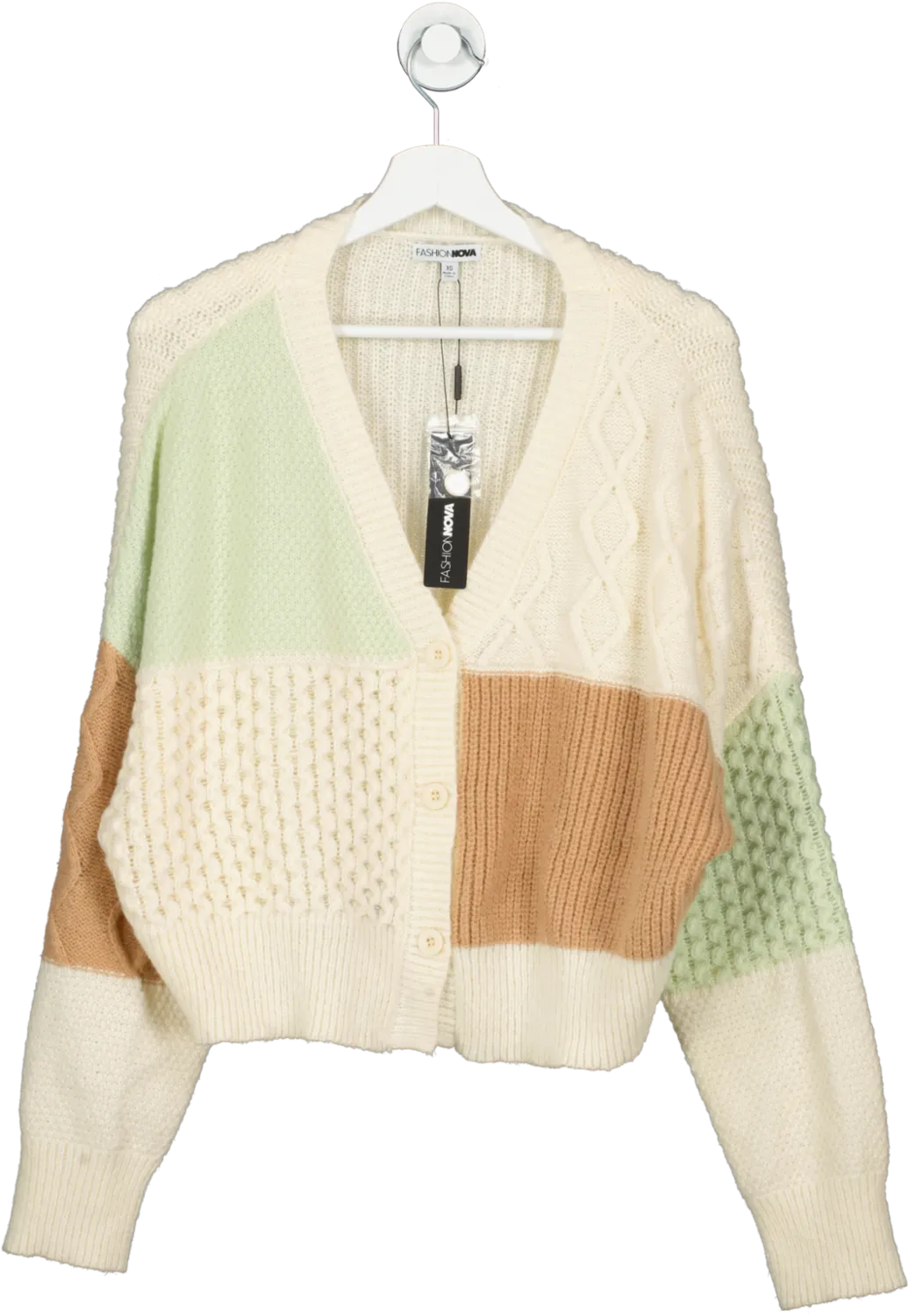 Fashion Nova Cream Frida Cardigan UK XS