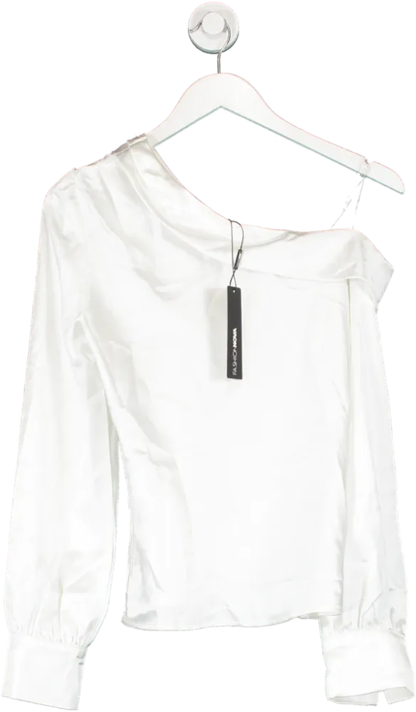 Fashion Nova White Keepin' It Classy Satin Top UK XS