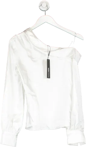 Fashion Nova White Keepin' It Classy Satin Top UK XS