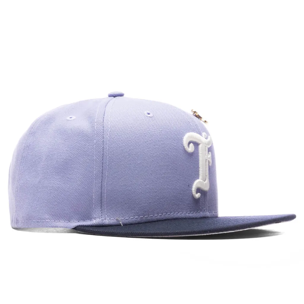 Feature x New Era Old English F Snapback Hat w/ Pin - Lavender/Night Shift Navy