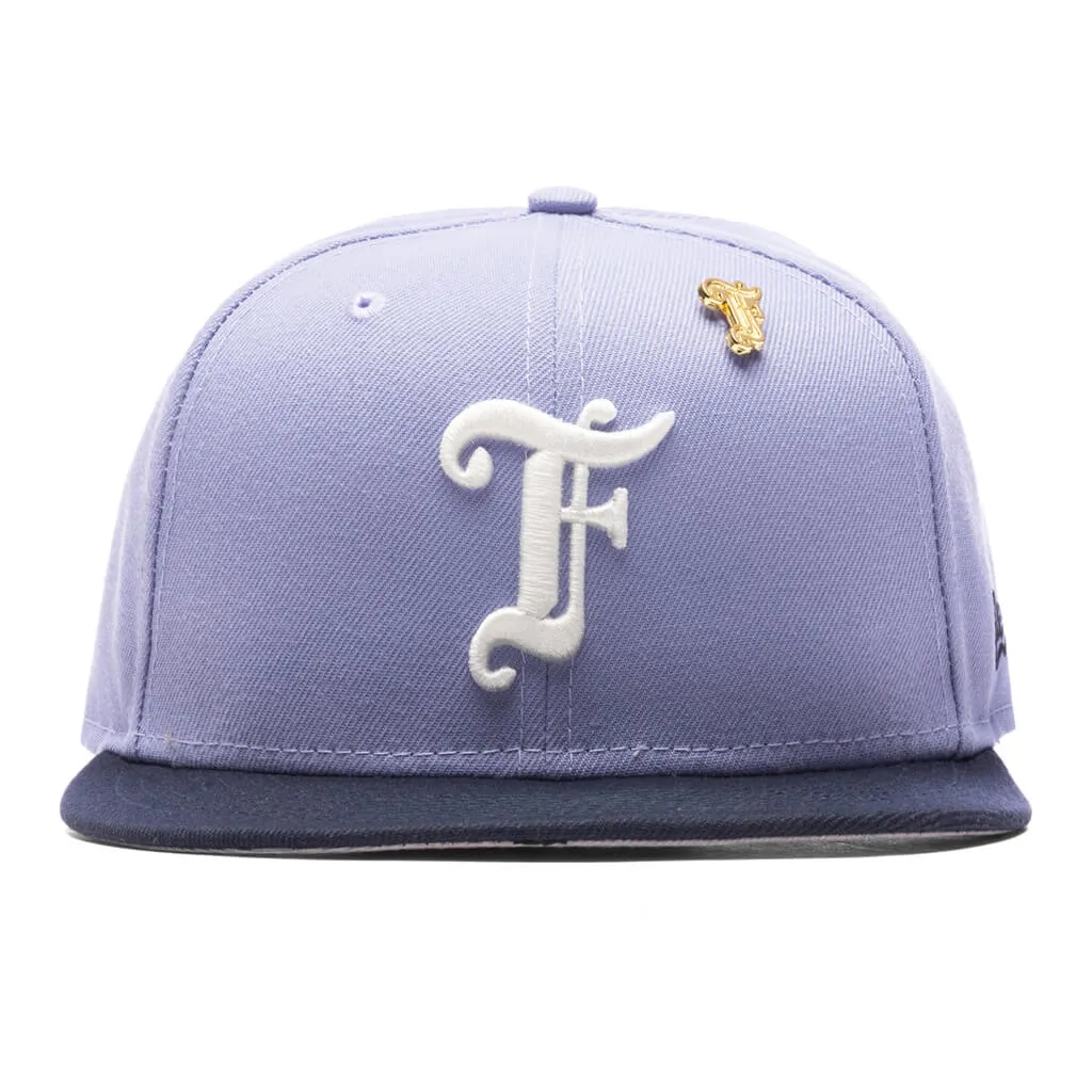 Feature x New Era Old English F Snapback Hat w/ Pin - Lavender/Night Shift Navy