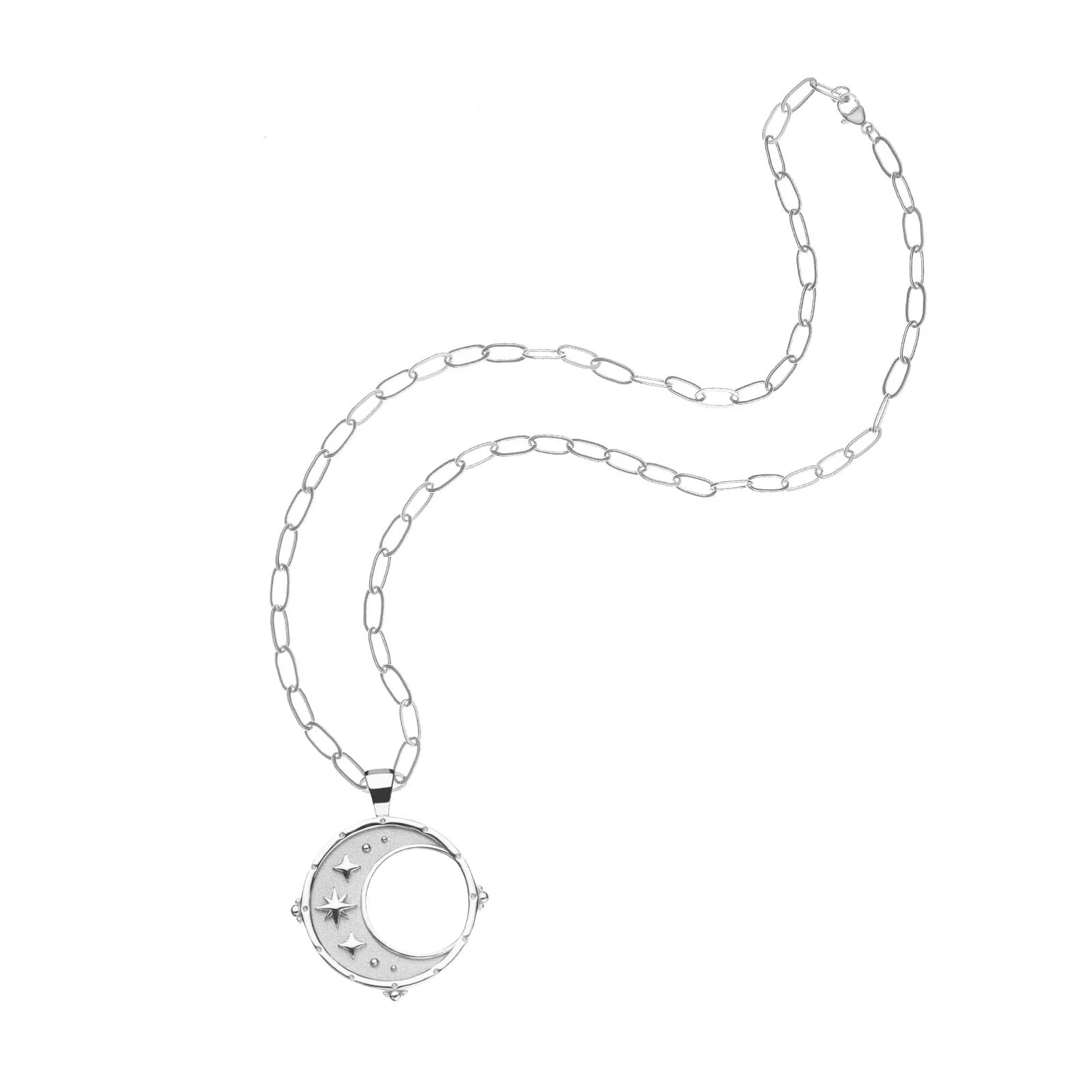 FOREVER Moon and Back Pendant Coin in Silver