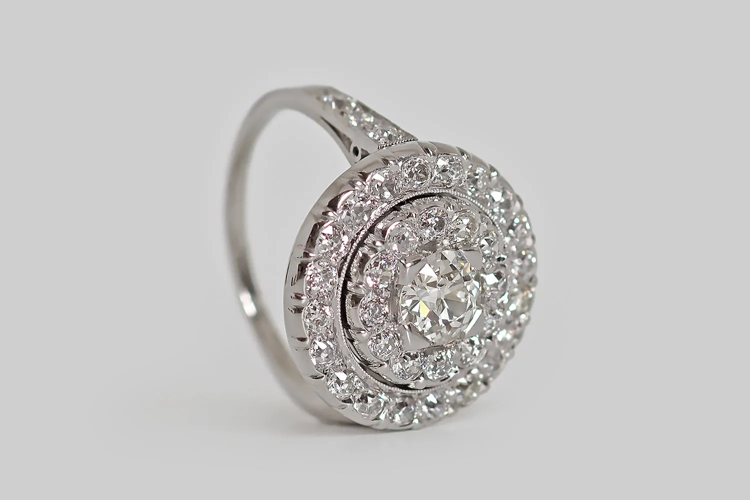 Glittery Art Deco Old Cut Diamond Target Ring