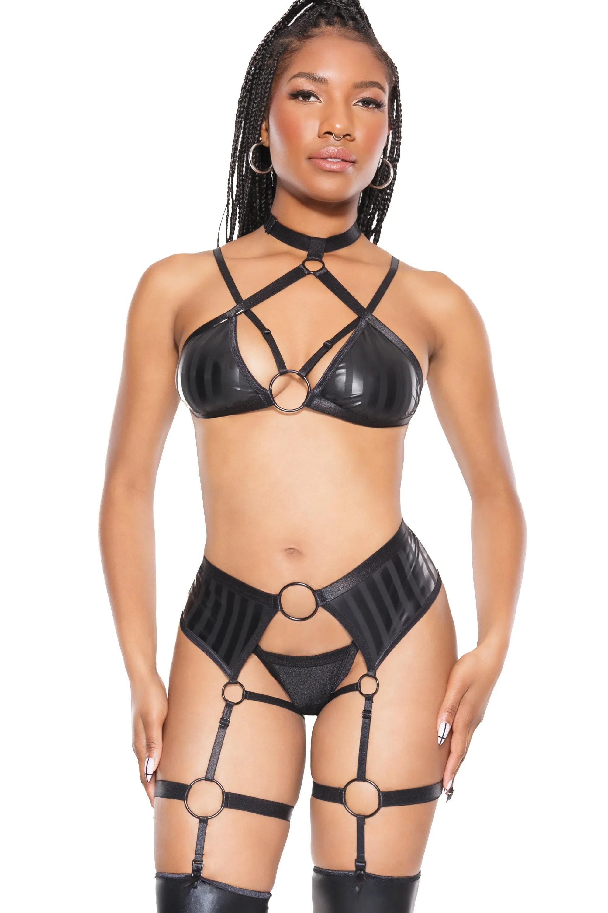 Halter Top & Crotchless Garter Panty