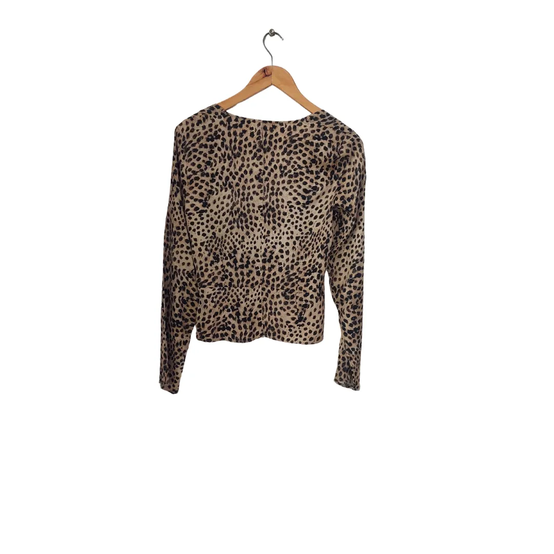 H&M Animal Print Square-neck Satin Blouse | Like New |